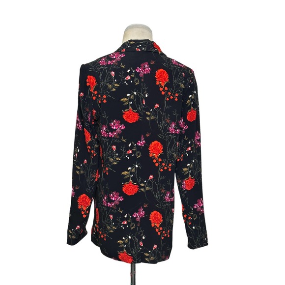 Cynthia Rowley black red floral long sleeves open front blazer jacket size XS - Picture 3 of 11